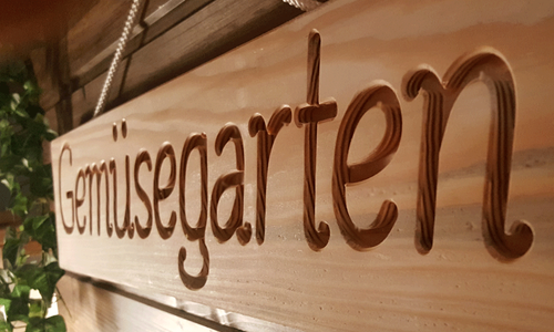 Gemüsegarten Schild, Douglasie, Holz massiv, gefräste Gravur, Garten