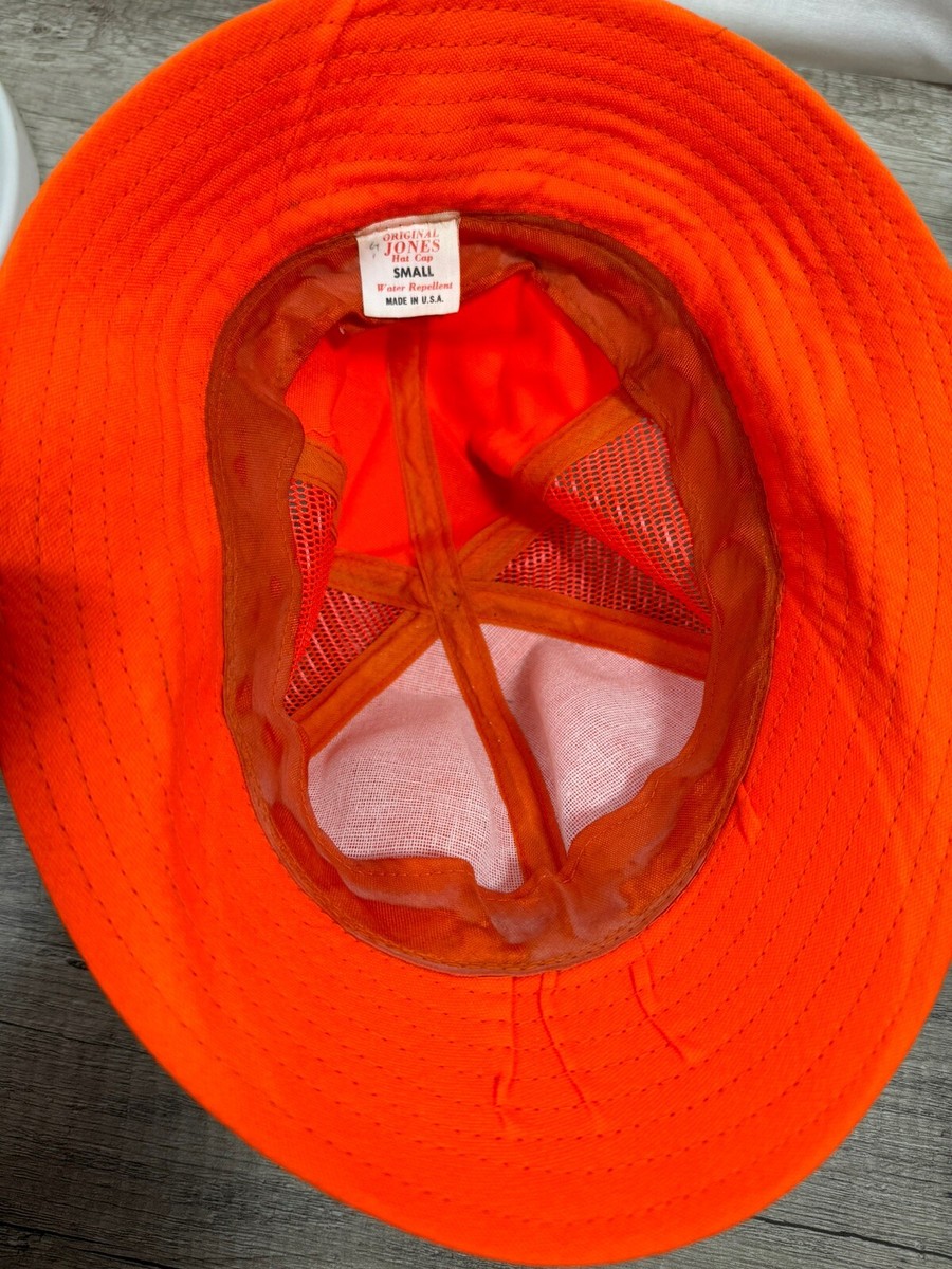 VTG Original Jones Hunting Hat Cap Orange Vented Mesh Fedora Made