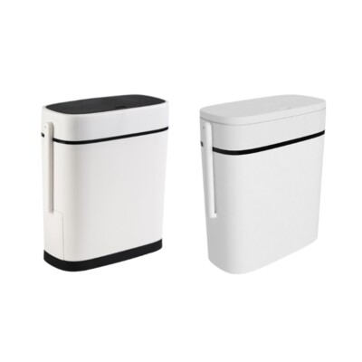 Space Efficient 14L Bathroom Trash Can Press Top Lid Garbage Can Rectangular