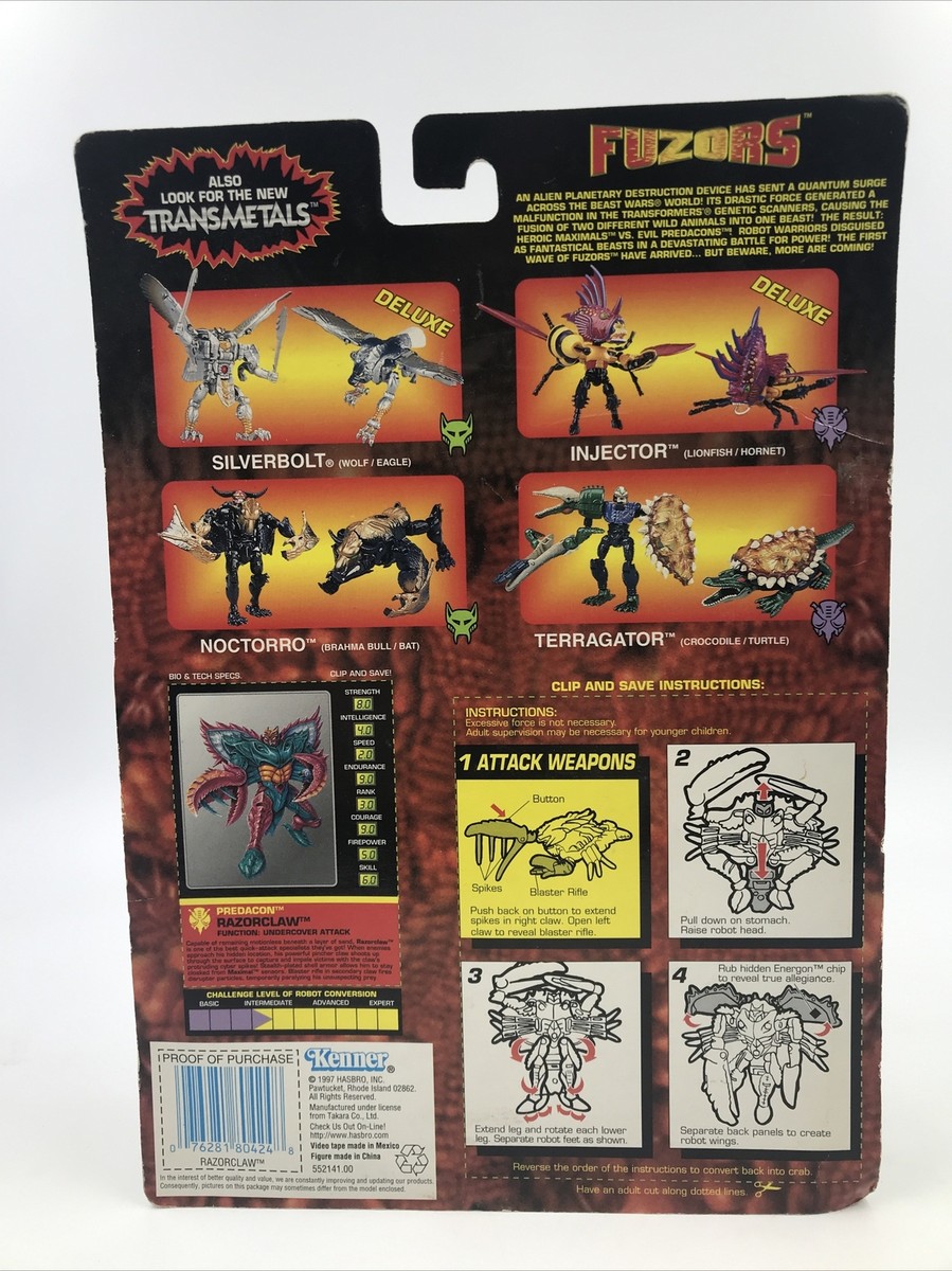1997 Kenner Transformers Beast Wars w/ VHS Tape Razorclaw Figure