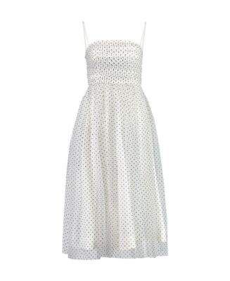 knee length dresses for ladies Lady Black Tie - Short Sleeve White & Black Polka Dot Midi Dress main image 1