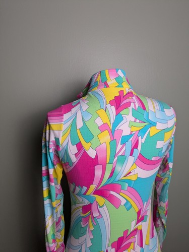 Gottex Long Sleeve Mock Neck Zip Front Athletic Dress- Pink Martinque - Picture 8 of 13
