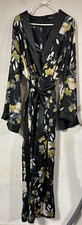 Fashion Nova Women Kimono Jumper 3XL Black Floral V Neck Belted Long Sleeve