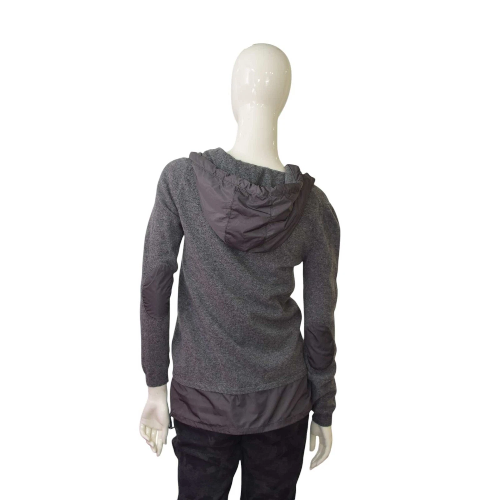 MONCLER maglia lana vergine grigia manica lunga con cappuccio taglia S