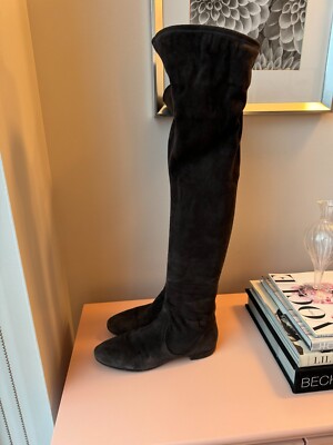 Gianvito Rossi Charcoal Gray Over the Knee Flat Boots, Sz 39, Italy, Orig $1850