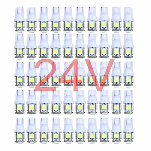 Lot De 2 Ampoules LED T10 W5W 24V Blanc 6000K - Pour Camions, 4x4, Bateaux, Garantie 1 An