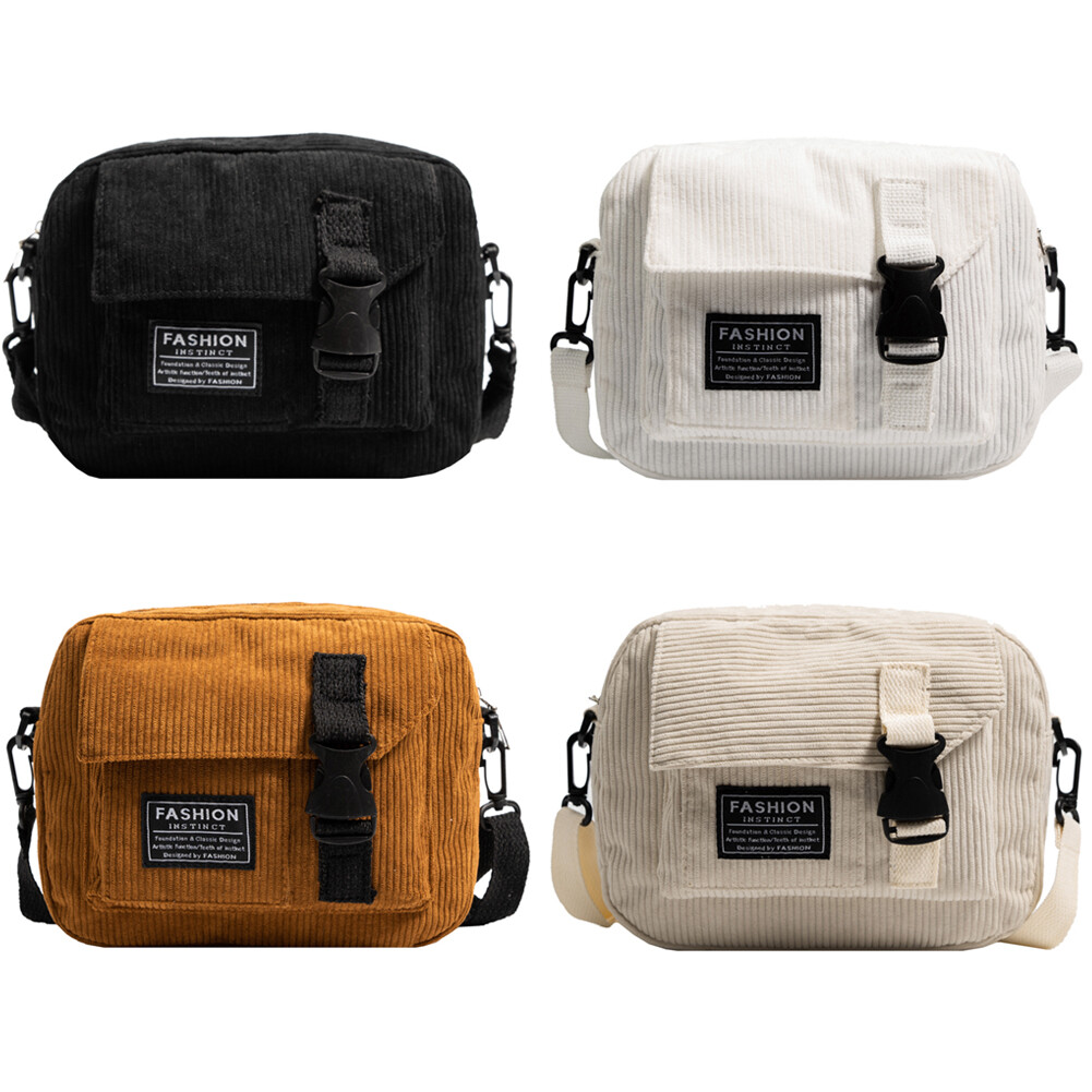 Fashion Crossbody Bags Solid Color Corduroy Crossbody Sling Bag