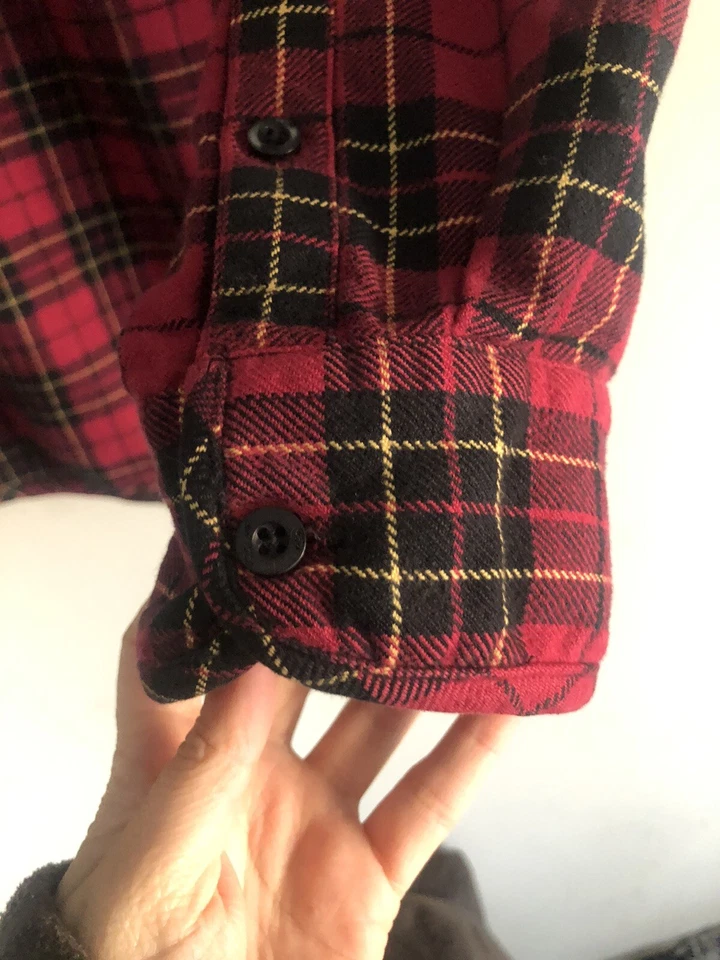 Kirra Flannel Shirt Button Up Long Sleeve Collared Red Plaid Large Cotton - Image 2 of 4