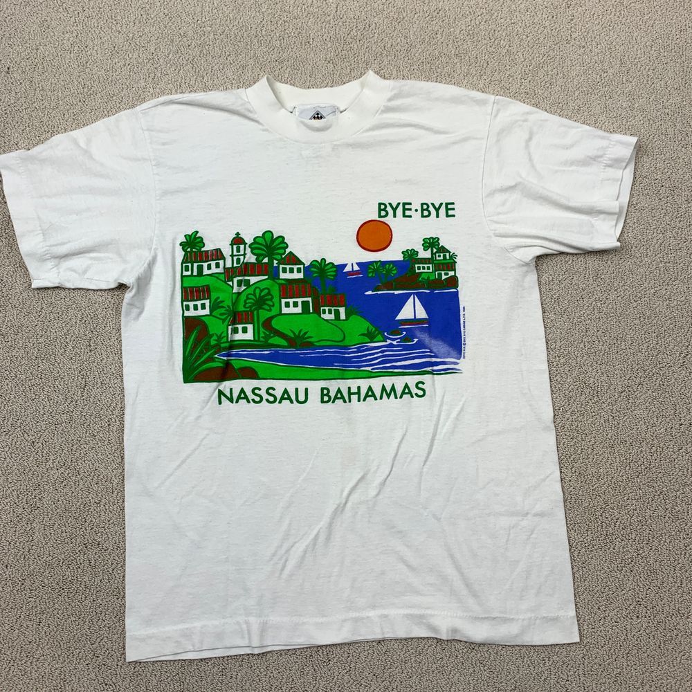 Vintage Bahamas Graphic T-Shirt Mens Medium Tropical Beach Souvenir 1990s