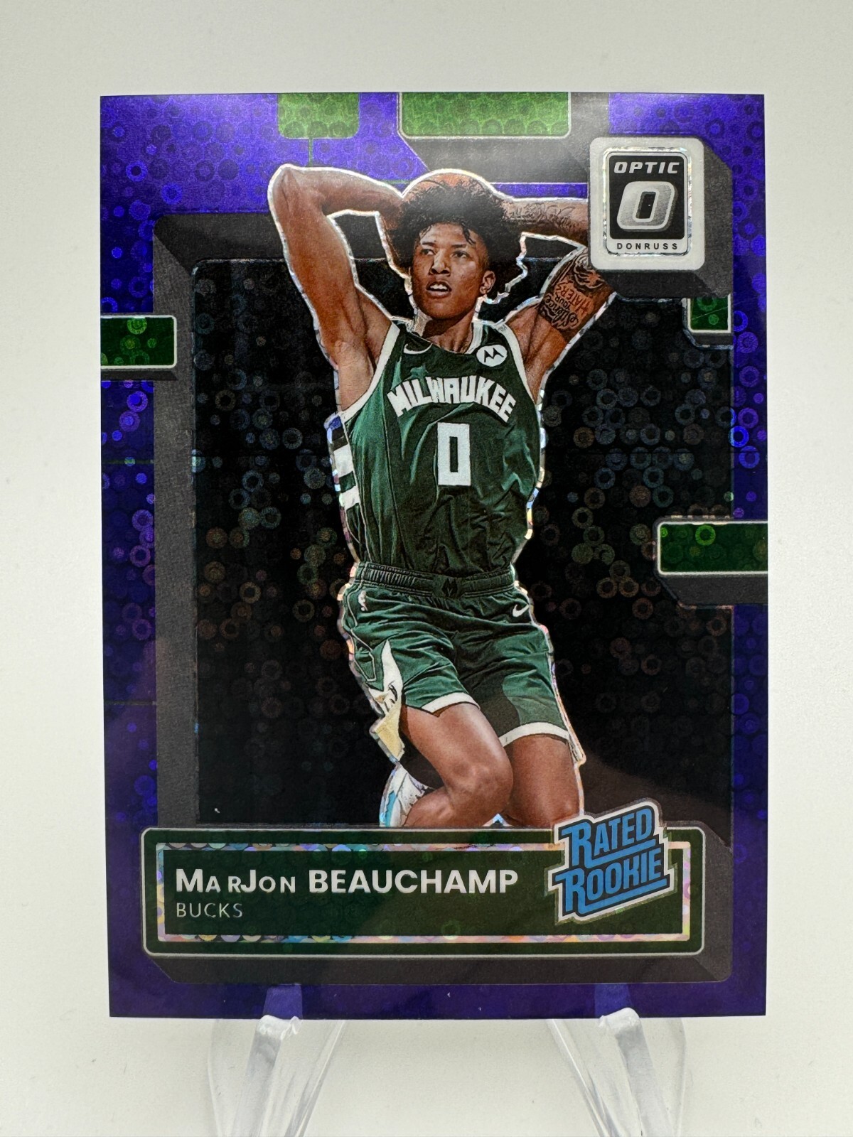 2022-23 Donruss Optic MARJON BEAUCHAMP Purple Disco Rated Rookie /99 #210 Bucks