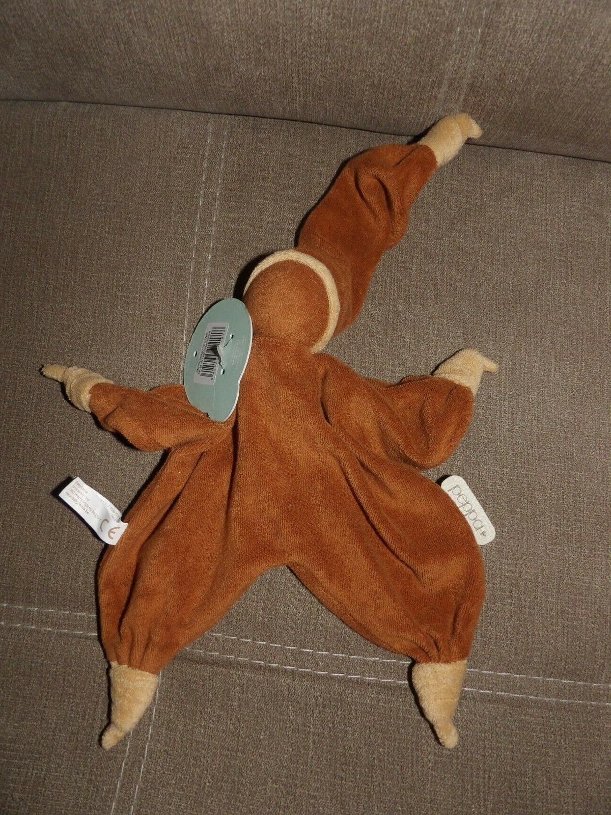 Doudou Peppa poupée lutin marron beige éponge organic bébé neuf