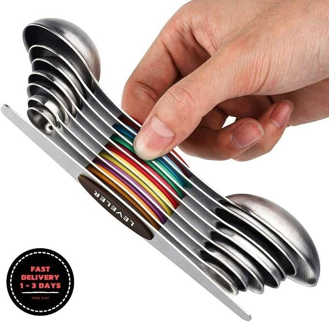 Juego de 8 cucharas medidoras magnéticas de acero inoxidable de doble.neuvo.2024