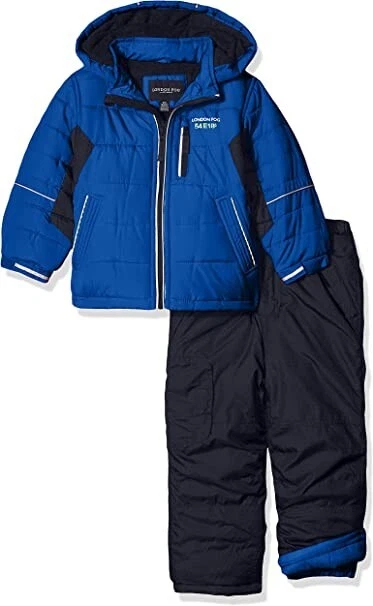 Nuevo con etiquetas Traje de nieve de invierno con capucha London Fog Boy s 2 piezas azul talla S/4 $125 3D93 Foto 3 de 4