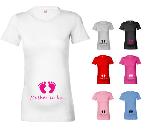 Womens Mother To Be Baby Feet Cute T-Shirt Maternity Pregnant Tshirt Gift - 第 1/15 張圖片