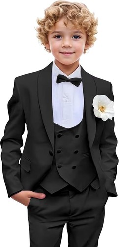 Boys 3 Pieces Slim Fit Suit Kids Tuxedo Suits for Boys Prom Wedding Party Formal - Picture 7 of 34