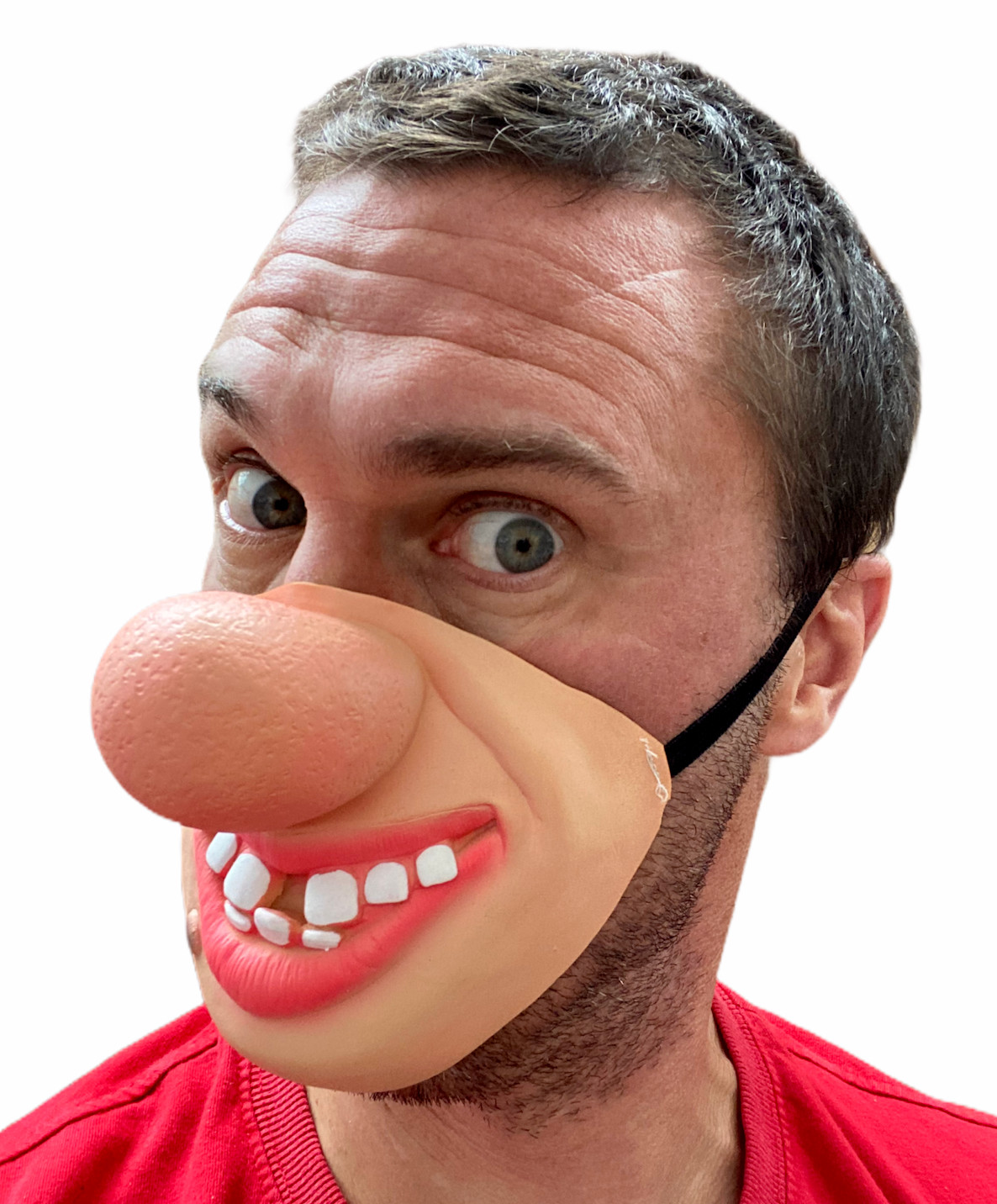 Divertido Grande Rojo Nariz Payaso Máscara Media Cara Hillbilly Bad Dientes Stag