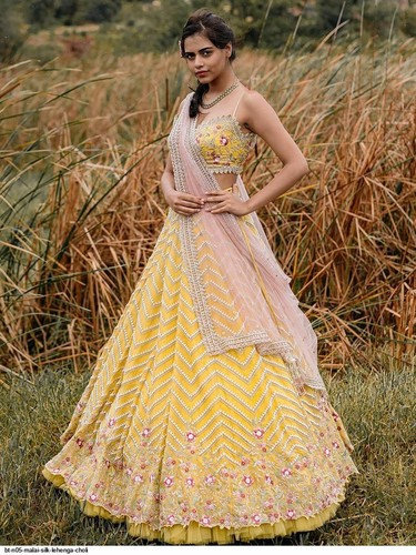 Pink Yellow Lehenga Choli Indian Party 
