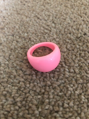 Bright Pink Bubblegum Chunky Wide Plastic Ring NEW!! Retro 80's UK