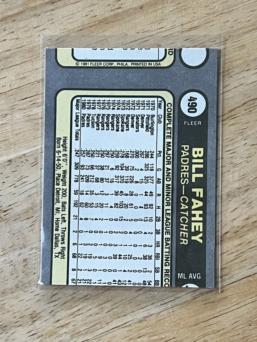BASEBALL CARD 1981 FLEER ERROR TOM VERYZER WRONG BACK ODDITY