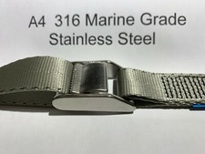 Stainless Steel Cam Buckle Tie Down Strap With Loops/Hooks Bike Rack Canoe Boat