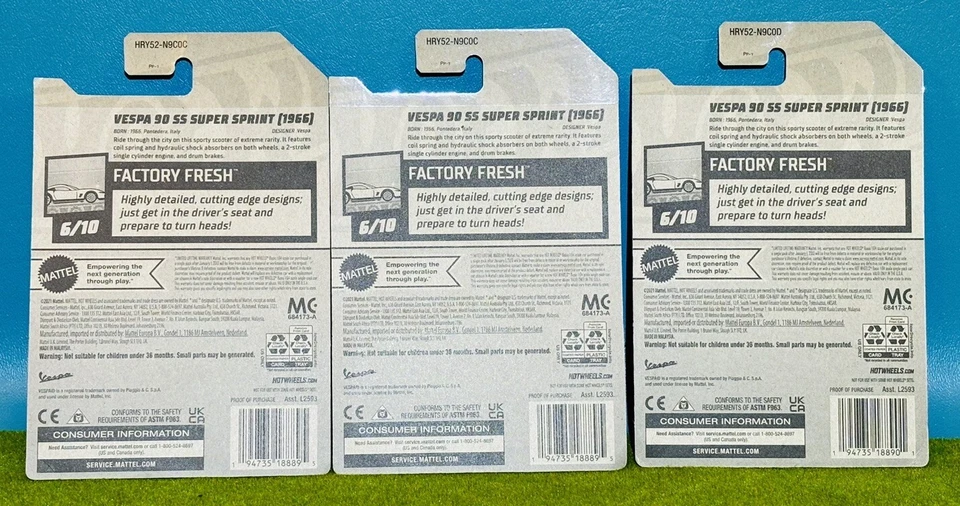 Hot Wheels Vespa 90 SS Super Sprint 1966 RED #71 Factory Fresh Lot of 3, 2024 - Image 2 of 2