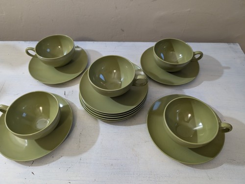 Menge 14 Vintage ON Oneida Melamin Avocado grüne Kaffeetassen und 5-3/4" Teller - Bild 2 von 19