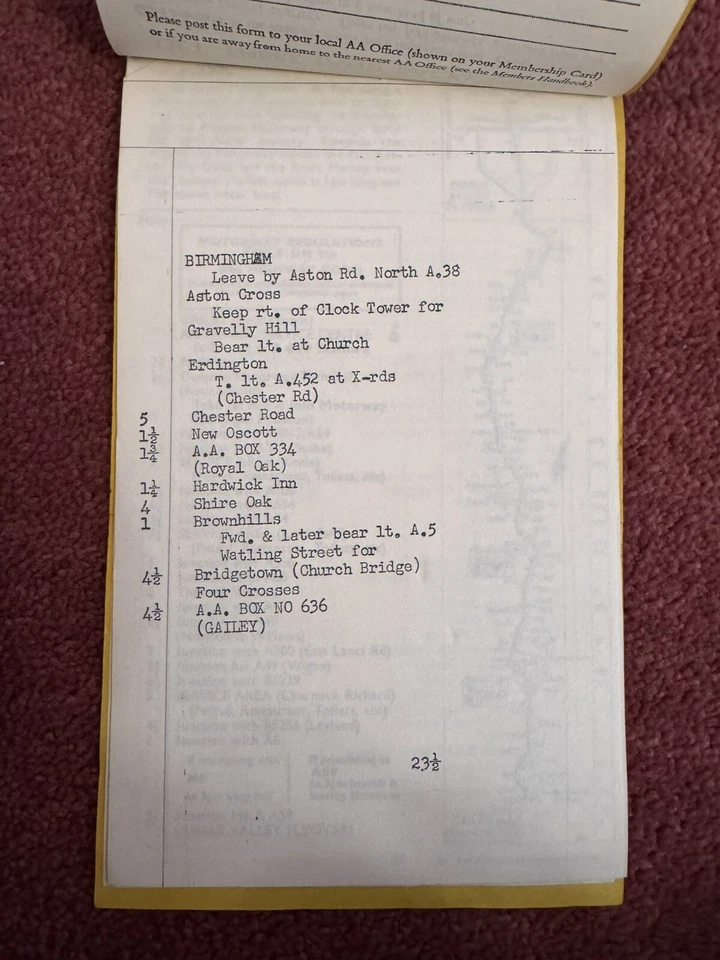 AA Your Route Vintage Road Planner From Birmingham To Gailey - Image 3 of 3