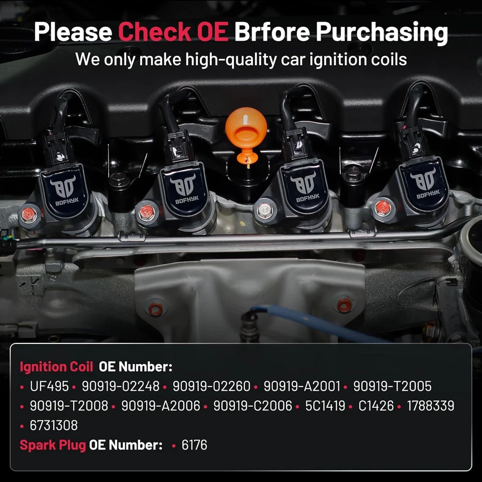 6X Bobinas de encendido y 6X Bujías de iridio para Toyota Tacoma 4Runner 4.0L UF495 Foto 4 de 4