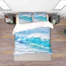 3D Beach Sea Wave Blue White Quilt Cover Set Duvet Cover Bedding Pillowcases