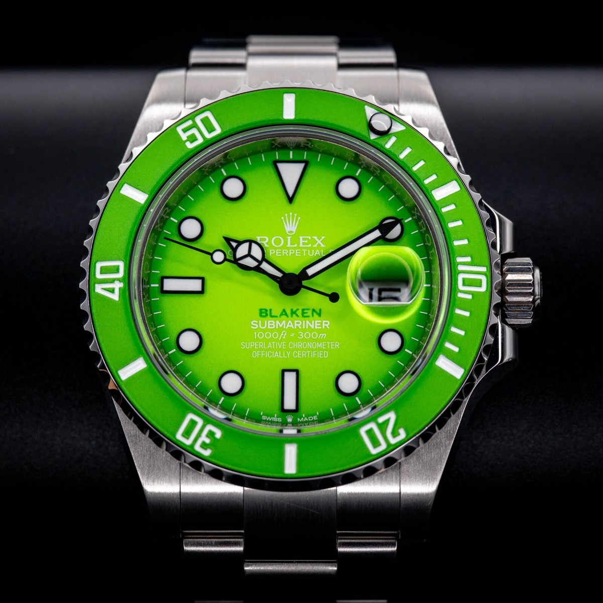 ●LOTONE & J-DOG Rolex Sub Date Blaken Lime Green Dial 2025 Complete Box & Papers