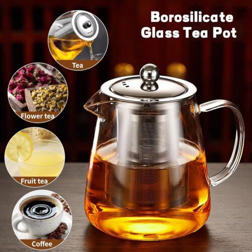 550ML Glass Teapot with Removable Infuser for Loose Tea, Stovetop Tea Kettle - Picture 6 of 7