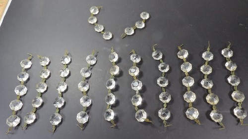 ANTQUE CHANDELIER PARTS Clear Crystal Glass Beading Prisms Faceted Beads 12 - Picture 6 of 6