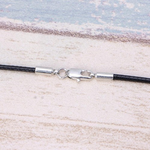 High Quality Black Silk Leather Cord Chain Necklace Rope with Lobster Claw Clasp - Picture 7 of 11