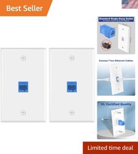 Ethernet Wall Plate with Keystone Jack, 1-Port, Blue - 1000 Mbps Speed, 2 Pack