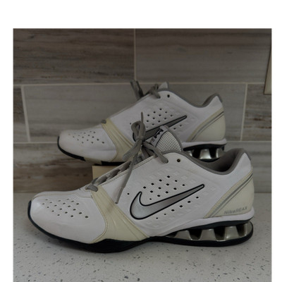 Nike Reax Rockstar Low Top Lace Up Leather Sneakers White Gray Black 415355-103
