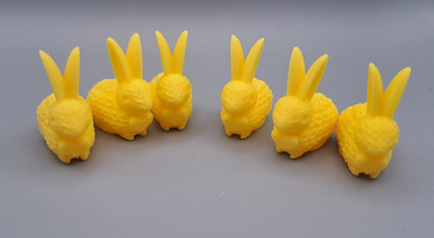 6 Mini gelbe Osterhasen - 3D gedruckt niedliche Frühlingsdeko (3 cm - 1'')