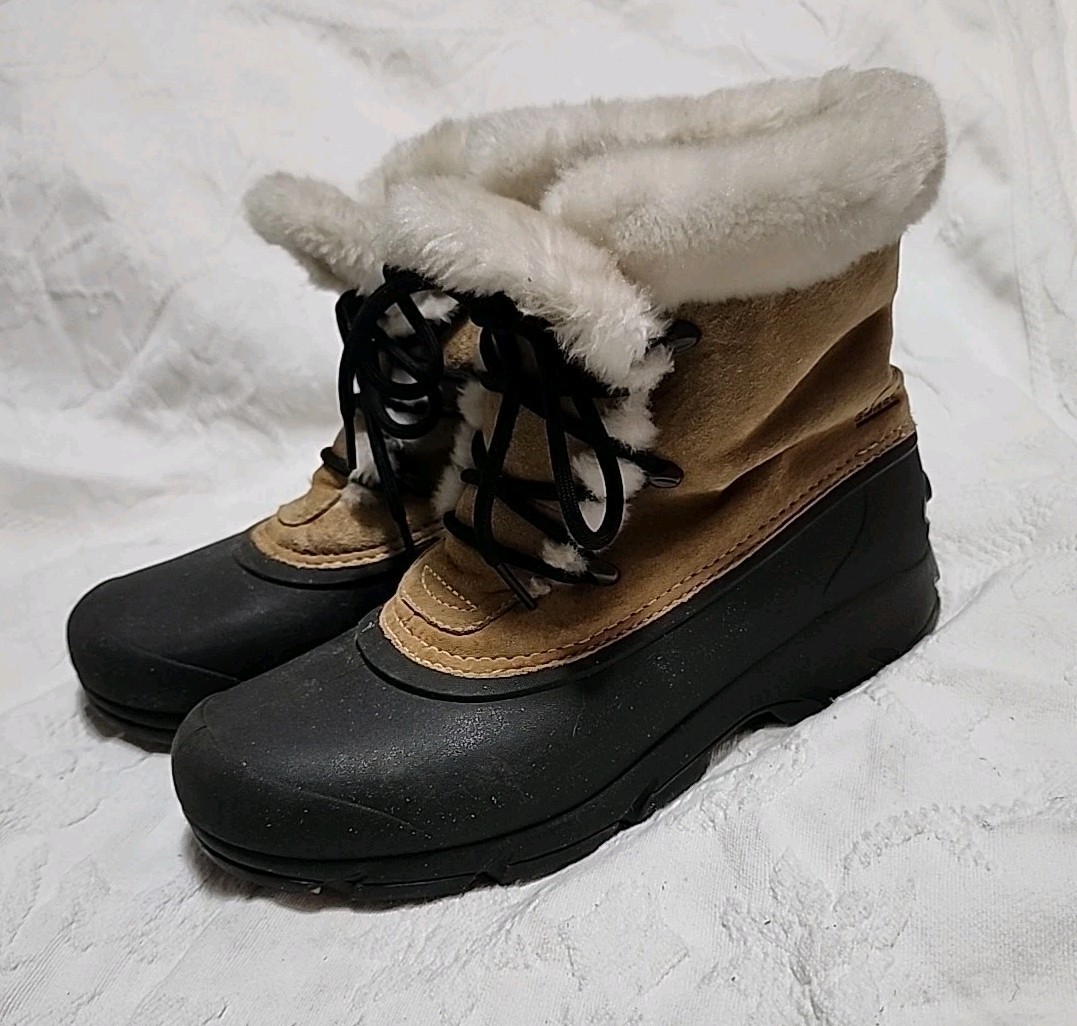 Sorel Snow Angel Tan Lace Waterproof Winter Boots Womens Size 10/41 NL1810-234