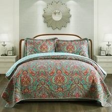 NEWLAKE Cotton Bedspread Quilt Sets-Reversible Patchwork Coverlet Set, Europe...