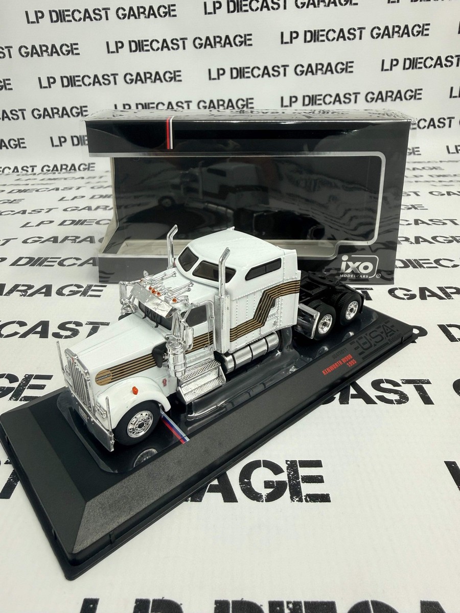 IXO Models 1995 Kenworth W900 White w/ Gold Stripe Semi Truck 1:64