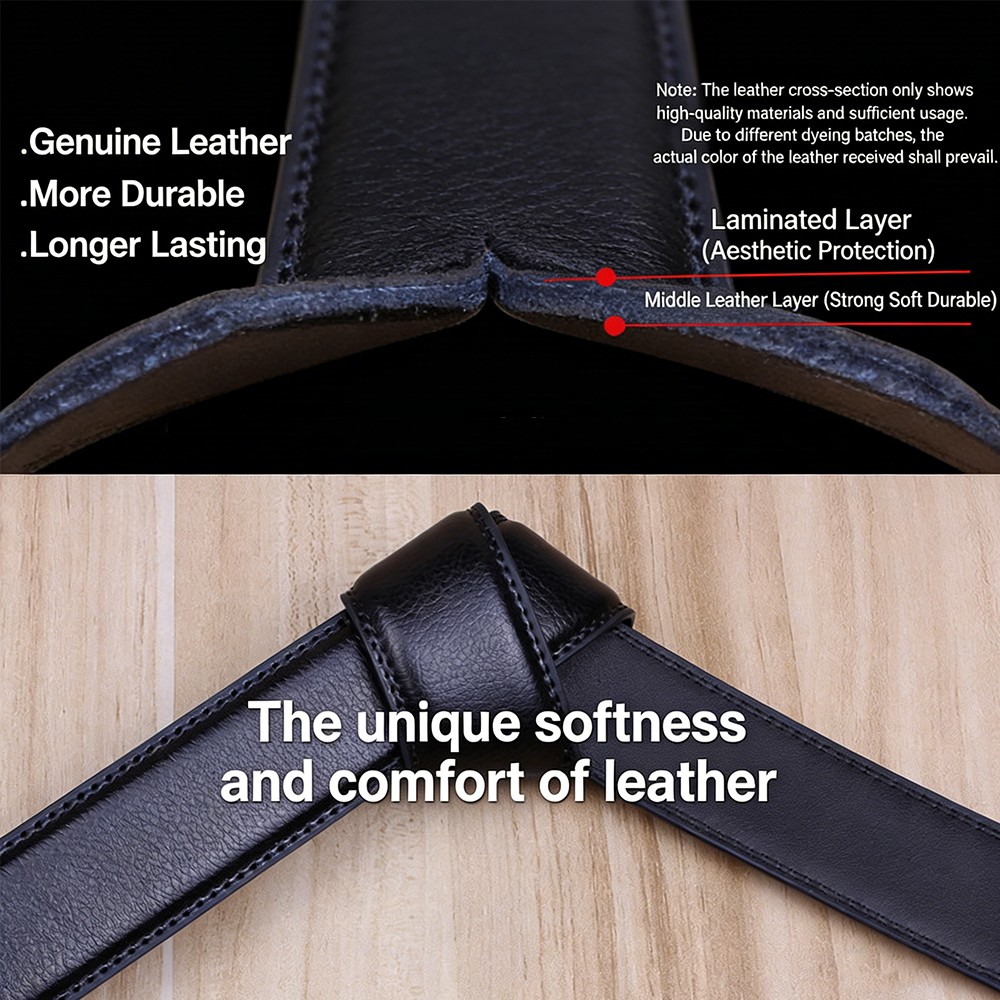 For Men Adjustable Automatic Buckle Genuine Leather Mens Ratchet Belt Belts