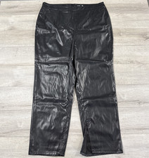 Boohoo Faux Leather Pants Women’s Plus Size 16 Black Split Hem Slim Leg NWT