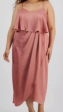 City Studios Womens Pink Draped Sleeveless MIDI Dress Plus Size 1X
