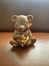 Vintage 1950's Ceramic Brown Honey Bear Pot Jar Taiwan With Dipper