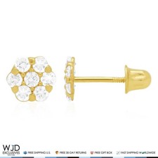 Kids 14K Yellow Gold Birthstone Flower Screw Back Earrings 5mm