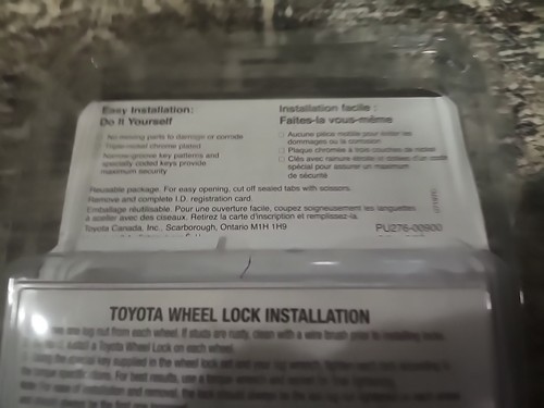 Toyota Genuine Parts Wheel Locks 4-Pack with Lock Key in Package PU276-00900 - Picture 3 of 9