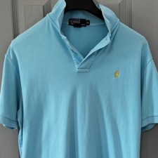 Polo Ralph Lauren Men's Vintage Custom Fit Polo Shirt Blue Size L Long Sleeve