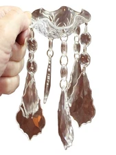 Set of 3 Chandelier Candle Acrylic Boboches With Hanging Crystals