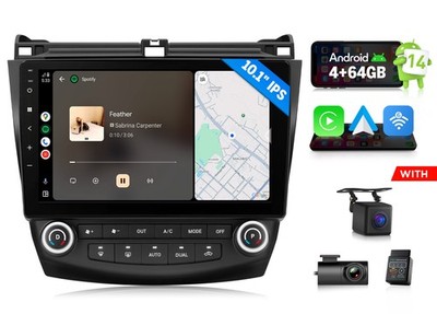 OBD+Android Auto 4+64 10.1'' Car Radio Wireless CarPlay For Honda Accord 2004 DSP