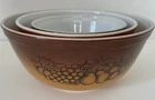 Vintage Pyrex Old Orchard 3 Piece Nesting Mixing Bowl Set 401/402/403