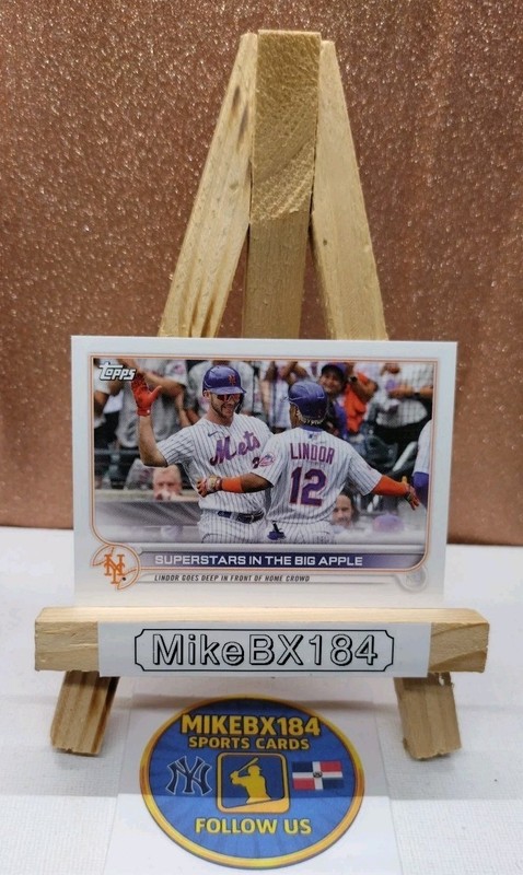 SUPERSTARS IN THE BIG APPLE - MINI 2022 Topps Series 2 LINDOR & ALONSO #436 Mets